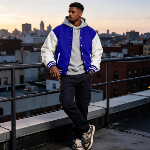 Men's Varsity Jacket Baseball Streetwear Fleece Oversized Cardigan - image 8