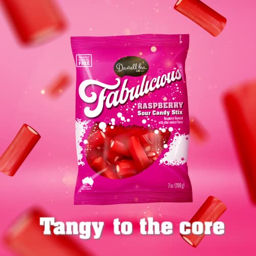 Darrell Lea Fabulicious Raspberry Sour Candy Stix 7Oz Bag (Pack Of 1) - Palm Oil Free #TOP4