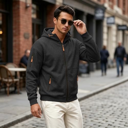Mens Zip Up Hoodie Tactical Hoodie Sweatshirt with Hood Sweat Shirt - image 3