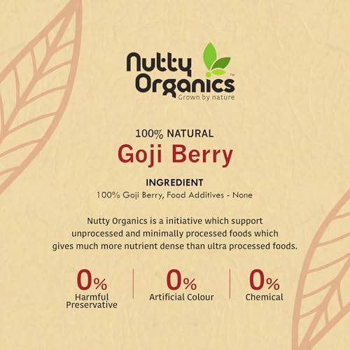 NUTTY ORGANICS Dried Goji Berries 150 GM | High in Vitamin A & Rich in Antioxidants | Immunity Booster Goji Berry Toppings for Fruit Salads & More