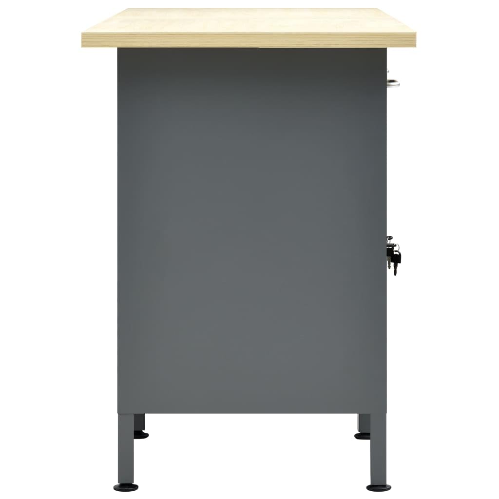 vidaXL Banco da Lavoro Acciaio 160x60x85 cm Nero Mobiletto Officina