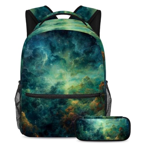 Sac à dos de voyage galaxie verte pour le lycée les cours et les sorties week-end