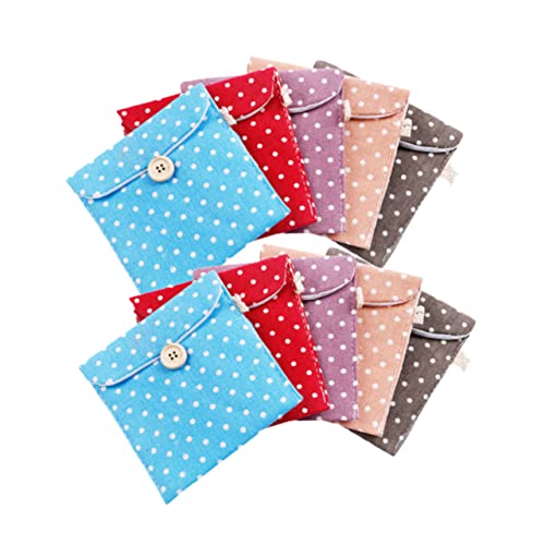 WRITWAA 10Pcs Linen Sanitary Napkin Storage Bag Portable Pouch for Cups Diapers More Durable Lightweight Design Random Colors for Travel Outdoor Use Random Color