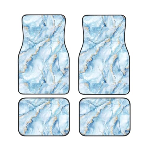 Alfombrillas para coche antideslizantes con elegante diseño de mármol blanco y azul
