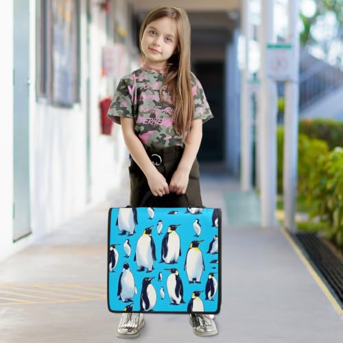Image of Custom 3 Ring Zipper Binder Penguin Animal Blue Ocean Personalized Name 1.5 Inch Binders Large Capacity Multi Pockets for School Office Supplies