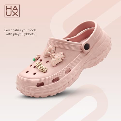 Image of HAUX Women's Classic Charms Clogs /Sandals with Adjustable Back Strap for Adult | Comfortable & Light Weight | Stylish & Anti-Skid | Everyday Use Clogs for Girls & Ladies