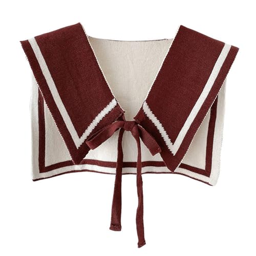 Women's Knitted Sailor Collar Sweater Scarf with Tie