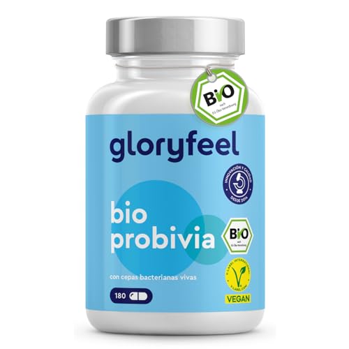 Bio Probióticos y Prebióticos Intestinales - 180 Cápsulas - 20 mil millones de UFC, 21 cepas bacterianas + Inulina orgánica - Lactobacillus y Bifidobacterium