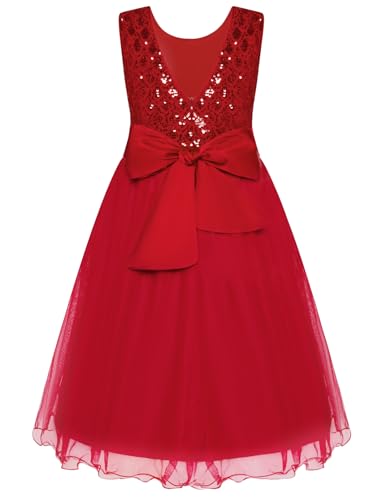 GRACE KARIN Flower Girl Dress V-Back Sequin Party Tulle Dresses Kids Birthday Formal Wedding Pageant Princess Dress 5-12