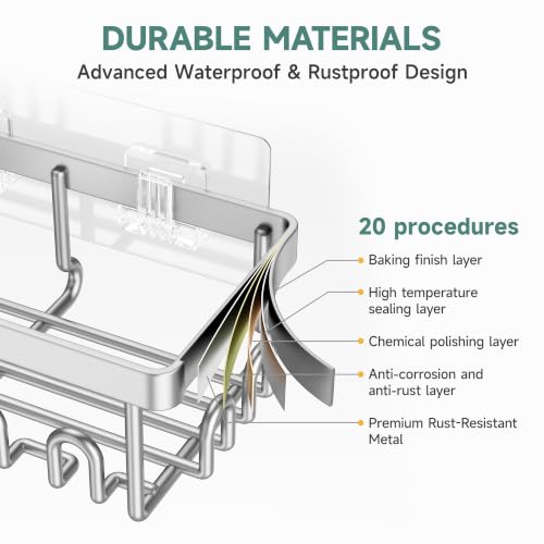 Image of Veken Shower Caddy 6-Pack, Bathroom Organizers and Storage, Matte Silver