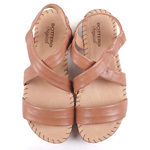 Sandália Anabela Bottero 322503 Couro Amêndoa