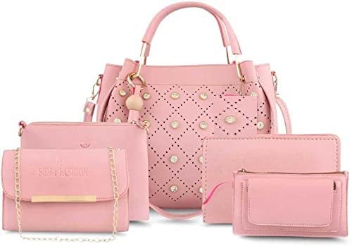 SGM FASHION PU Leather Grey Handbag For Women and Girls (5pcs Set) (B09JF3DYJK) Amazon Price History, Amazon Price Tracker