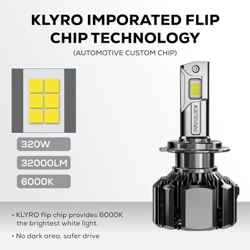 Image of klyro PRO LED Headlight Bulb for Car 320W 32000LM 6000K Super Bright White Light | Plug & Play Waterproof LED Headlamp for Night Driving | Pack of 2 HIR (9012)