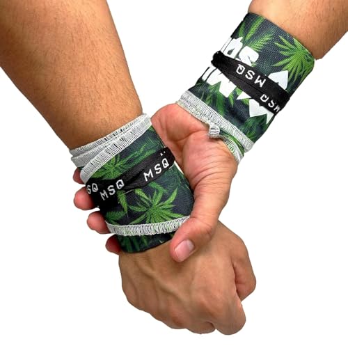 Image of Wrist Wraps for Calisthenics & Weightlifting - Heavy Duty Wrist Support & Stability (Leafy Rush)