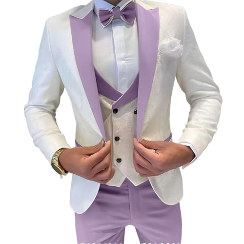 Mens Jacquard Suit 3 Piece Slim Fit Suits Prom Formal Business Suit for Men Jacket Vest Pants Wedding Suit