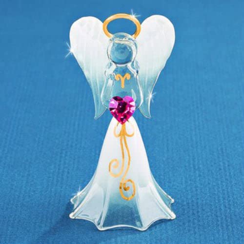Glass Baron White Angel with Crystal Heart Figurine