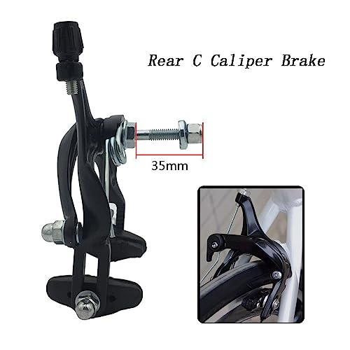 LOOEEL 6 Piece 61-79mm Long Front & Rear C Caliper Brake Kit Including Aluminum Alloy Brake Lever and Brake Cables Suitable for Most Road Bikes with 3/8 Bike Rims
