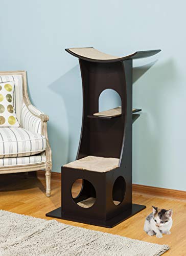 Elegant Home Fashions Cat Tree And Box House Tower With Toy Rack With Espresso Finish, Ooak50023 #TOP2