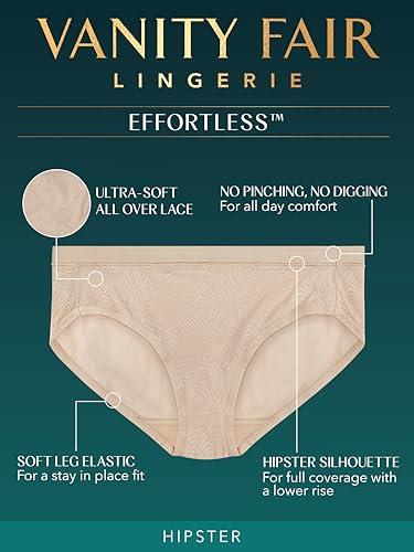 Image of Vanity Fair Women's Effortless Panties for Everyday Wear, Buttery Soft Fabric & Lace