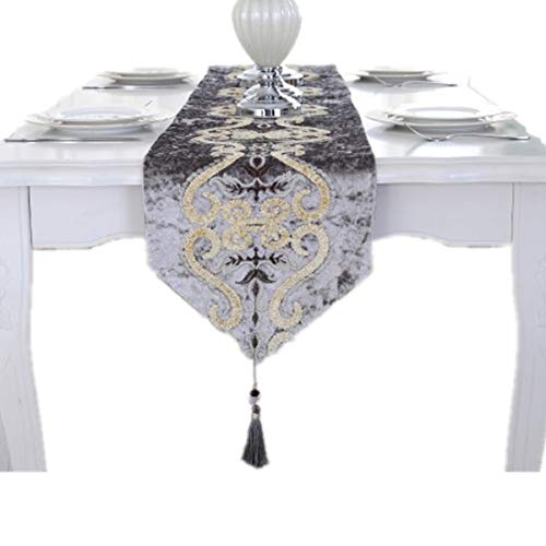 テーブルランナー タッセル付き 北欧風 刺? テーブルクロス 結婚式 クリスマス パーティー 33 x 160cm グレー