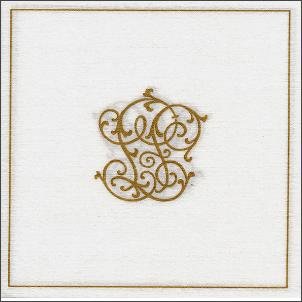 20 serviettes mariage papier jetables 40x40cm, en intissé décor Monogramme Or - Adiserve Cover