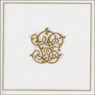 20 serviettes mariage papier jetables 40x40cm, en intissé décor Monogramme Or - Adiserve -