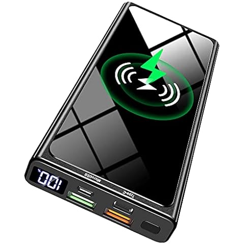 Wireless Power Bank, 22.5W PD20W QC3.0 15W Wireless Charging 10000mAh Portable Charger LED Display, External Battery Pack, 2 Inputs and 4 Outputs(Qi & USB C) for iPhone Samsung Huawei iPad Headset etc Cover