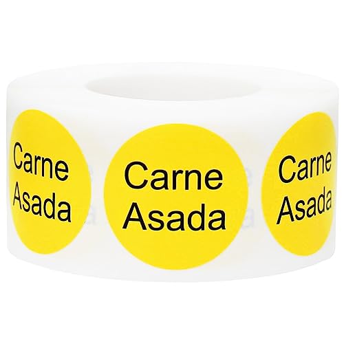 Yellow with Black Carne Asada Circle Dot Adhesive Stickers, 1 Inch Round Labels, 500 Total Stickers