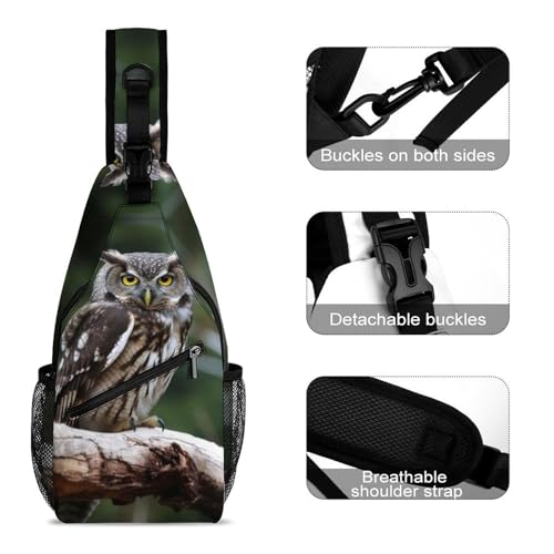Morrales Wild Owl Birds Sling Bag para senderismo miniatura 3