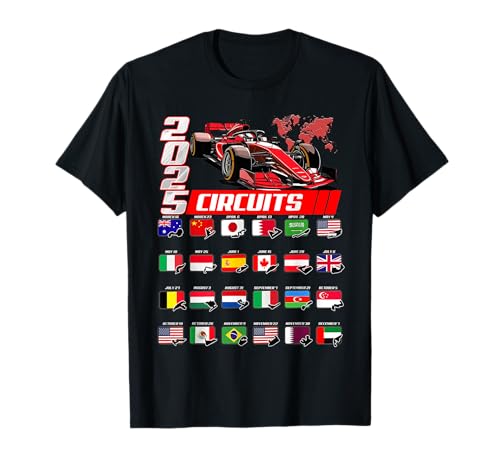2025 Open Wheel Formula Racing Circuitos mundiales Pistas de carreras Camiseta