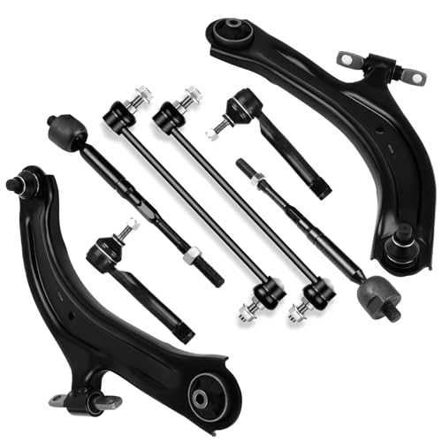 SCITOO 8pcs Suspension Kit 2 Front Lower Control Arm w/Ball Joint 2 Front Sway Bar End Link 2 Outer 2 Inner Tie Rod End Link for Nissan Sentra 2007 2008 2009 2010 2011 2012 2.0L 2.5L K620374