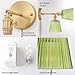 Shenmoyl Plug in Wall Sconce Green Stripe Glass Lampshade Wall Light Plugin Corded for Bedside Bedroom Doorway