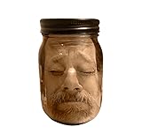 Creepy Face in a Jar Halloween Decoration β Realistic Head in Mason Jar Prop | Mad Scientist Lab Specimen Jar | Haunted House Horror Decor | Gag Party Decoration (Sepia, Pint)
