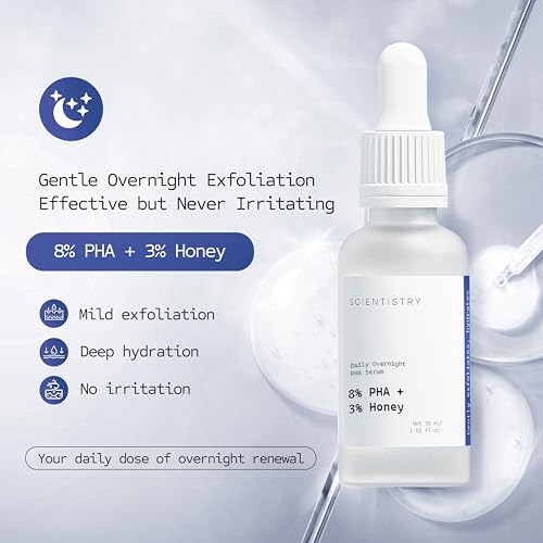 Image of Daily Overnight PHA Serum | 8% PHA & 3% Honey |Gentle Exfoliation, Hydration, Anti-ageing & even tone complexion | Lactobionic, Gluconolactone & Honey |Men & Women | All Skin Types | 30 ml