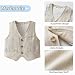 AIEOE 3 STÜCKE Neugeborenes Baby Taufanzug Hemd Jacke Hose Fliege Mit Langen Ärmeln Geeignet von 1-2 Jahren Beige