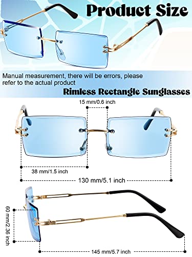 Weewooday 10 Pair Rimless Sunglasses Rectangle 90s Retro Trendy Y2k Sunglasses Frameless Square Glasses Eyewear for Men Women2