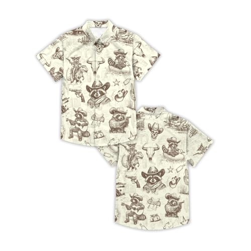 Men's Hawaiian Shirt Funny Vintage Western Cowboy Print Summer Beach Casual Short Sleeve Button Down Shirts4