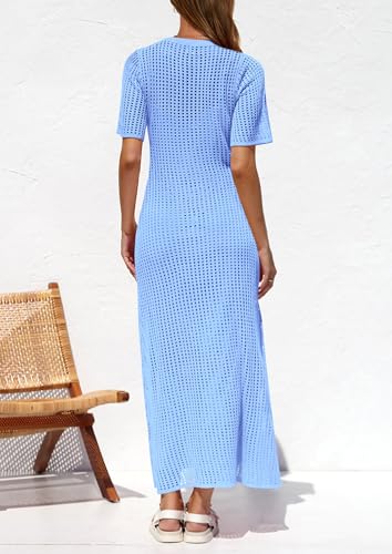 Image of PRETTYGARDEN Womens Eyelet Crochet Maxi 2 Piece Dress Sets