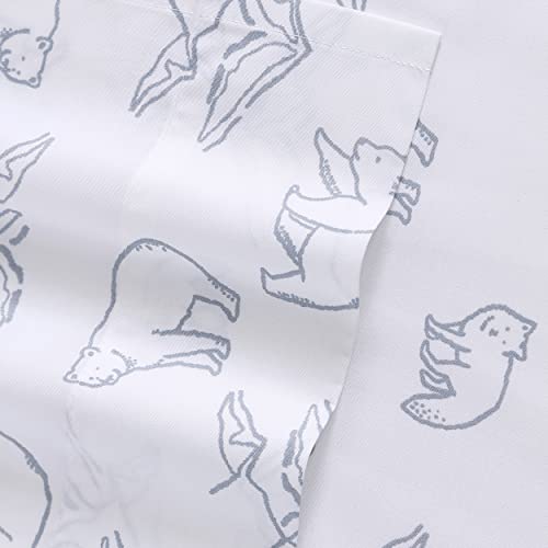 Image of Eddie Bauer - Full Sheets, Cotton Percale Bedding Set, Crisp & Cool Home Decor, Dorm Room Essentials (Smokey Bear Camp Grey, Full)