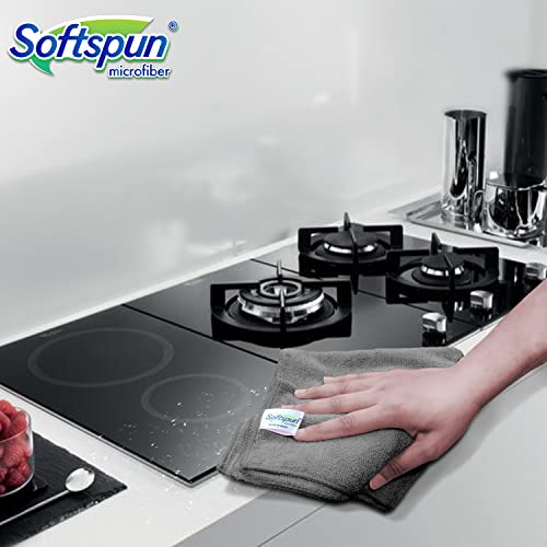 Image of SOFTSPUN Microfiber Cloth (3pcs - 40x60cms -340GSM) Grey, Super Soft Absorbent Cleaning Towels Cleans & Polishes Everything in Your Home.