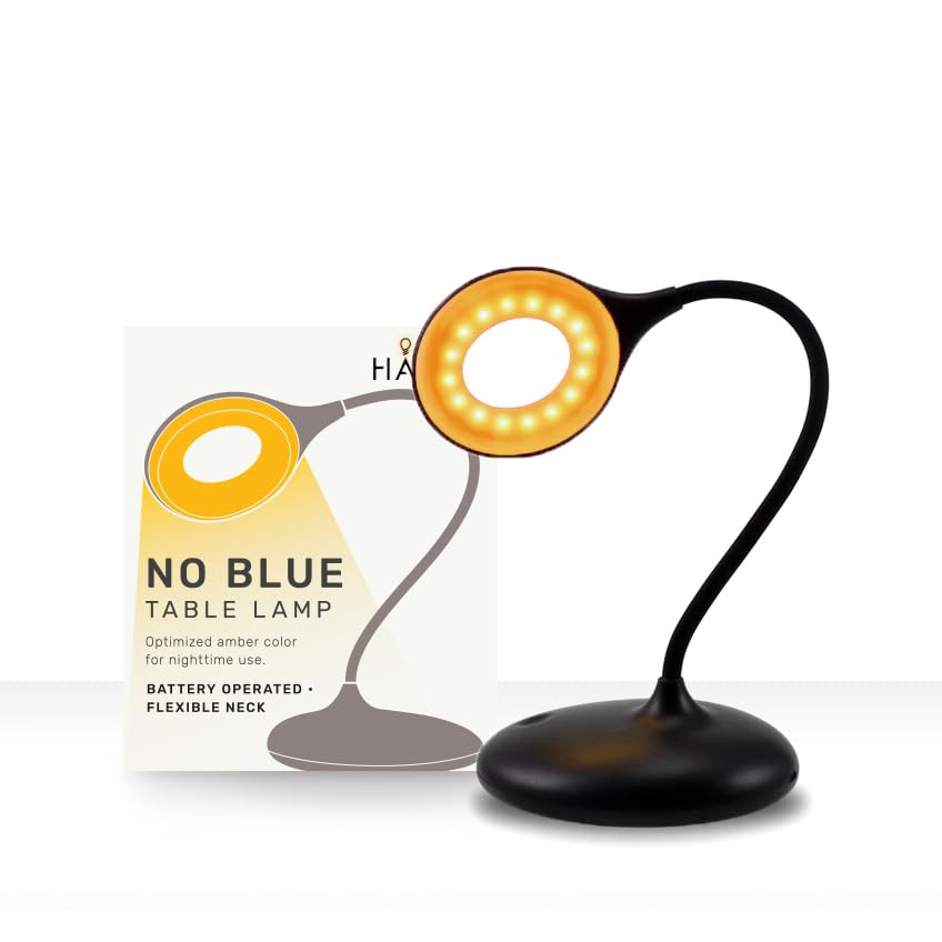 Image of Harth Blue Blocking Desk Light. Eye Care Sleep Aid Amber Night Light Bedside Table Lamp. Simulates Sunset Indoors. Rechargeable Battery with Brightness Settings (Rectangular)