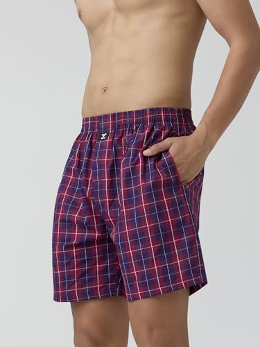 Image of XYXX Men's Checkmate Relaxed Fit Cotton Boxer Shorts with Dual Pocket & No Marks Waistband (Pack of 2)