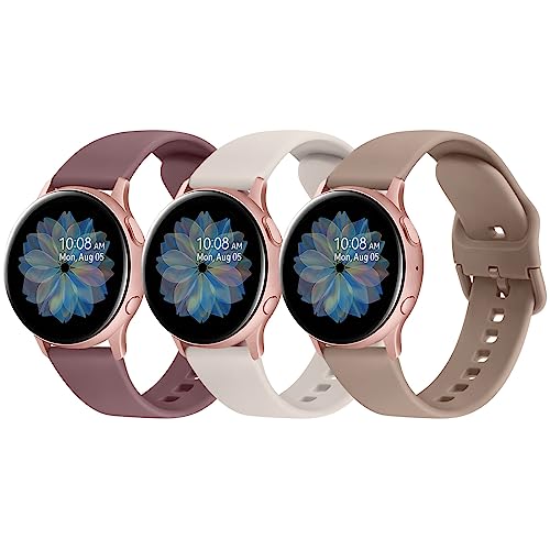 Tobfit 3Pack für Samsung Galaxy Watch Active 2 40mm 44mm Armband Damen Herren Silikon Ersatzarmbänder für Samsung Galaxy Watch Active 40mm 44mm(Starlight/Milchtee/Violett)