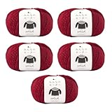 原ウール Knitworm 毛糸 みんなのセーター ソリッド 5玉セット (12.エンジ)