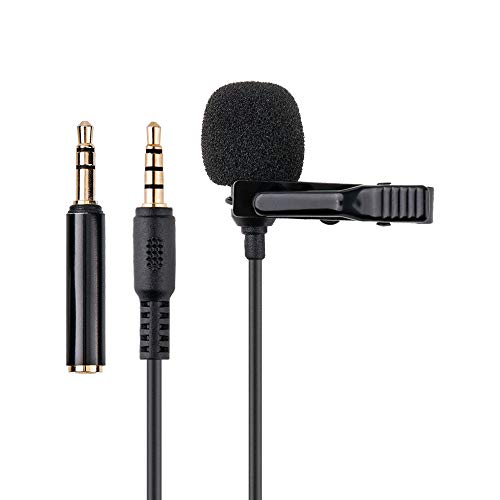 KIWIFOTOS Microphone cravate omnidirectionnel TRS TRRS à condensateur 3,5 mm pour appareil photo, caméscope, PC, smartphones, caméscopes, enregistreurs ZOOM...
