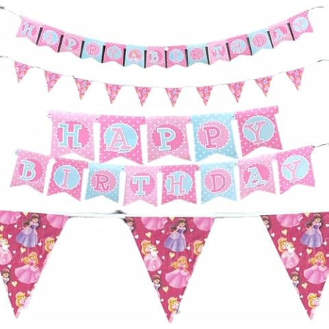 2 Pack Princess Birthday Banner and Bunting Cover