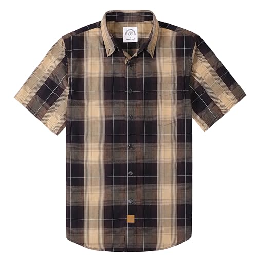 Image of Dubinik Mens Short Sleeve Button Down Shirts Soft Breathable Summer Vintage Regular Fit Lightweight Men's Casual Shirt