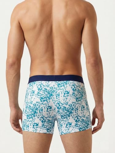Image of BONO Mens Trunks Pack of 2 Cotton Underwear Breathable Printed Anti-Bacterial Underwear Men Trunk with No Marks Nylon Buffed Stretchable Waistband