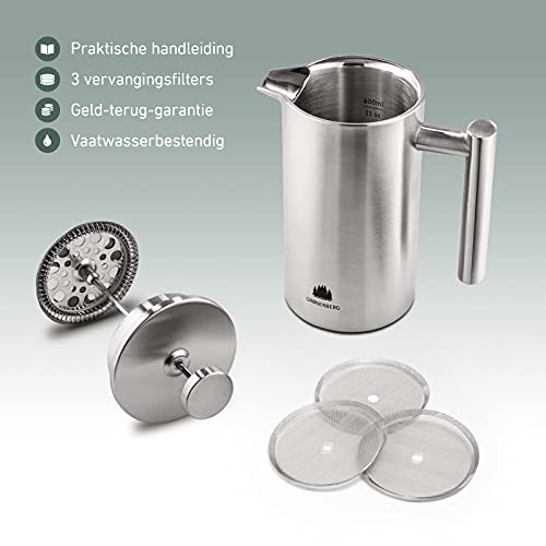 Groenenberg French Press cafetière rvs 0,6 L (3 kopjes) French press thermo verkrijgbaar in