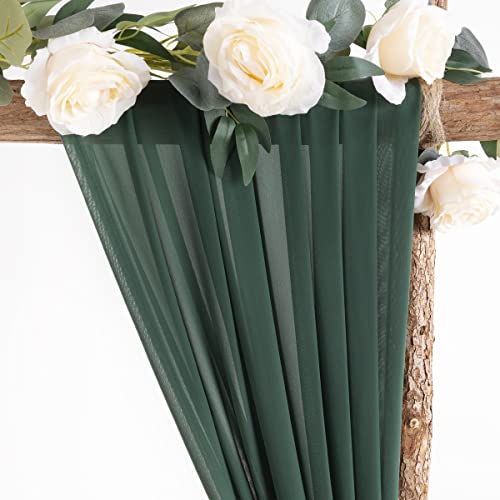 Image of Socomi Wedding Arch Draping Fabric 1 Panel 29 inch x 19Ft Emerald Green Sheer Chiffon Curtain Drapes 6 Yards for Wedding Ceremony Birthday Party Decoration